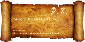 Pencz Krisztián névjegykártya