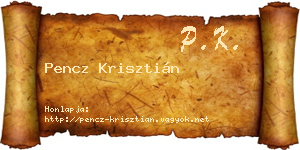 Pencz Krisztián névjegykártya